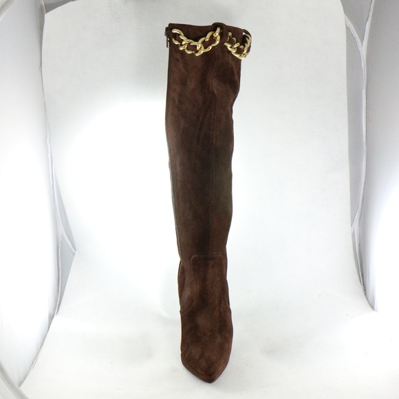 Like New HOT IN HOLLYWOOD Choc Suede Zip Up Boots - Picture 7 of 8